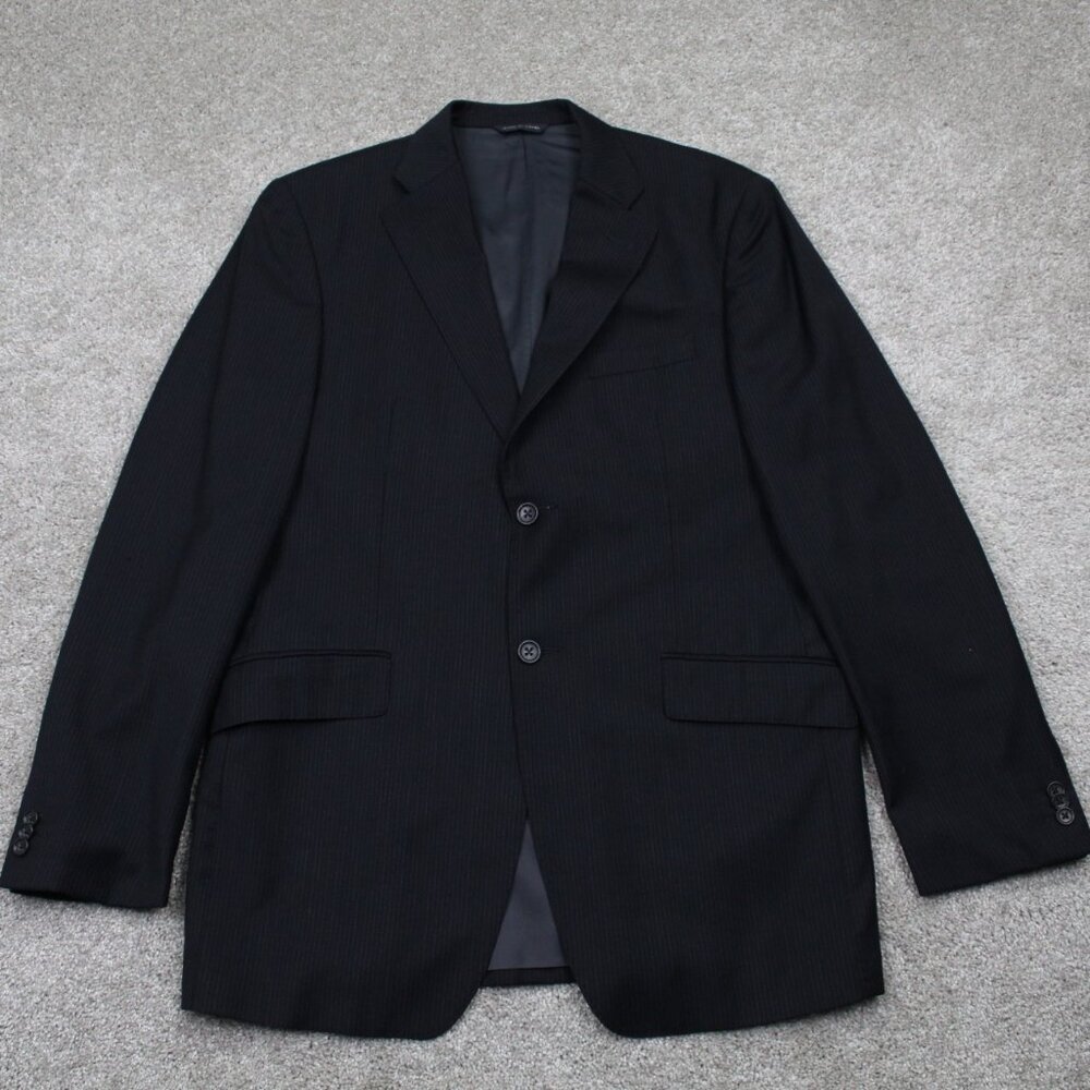 Banana Republic Blazer Men 42R Black Pinstriped Wool 2 Button Sports Jacket Coat